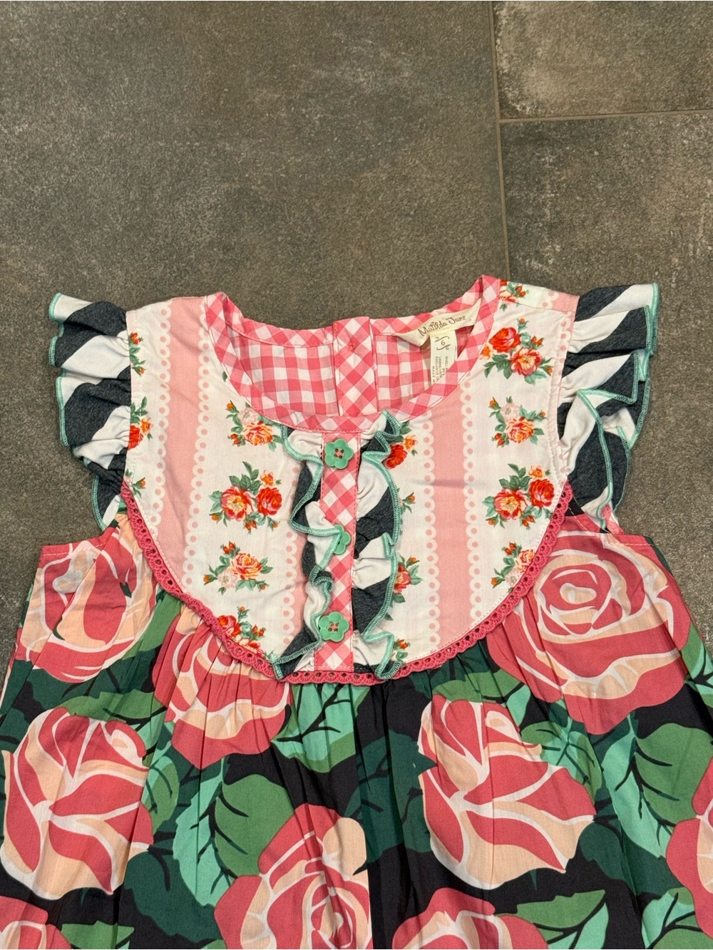Matilda Jane Floral Rose Print Ruffle Dress - Picture 3 of 9